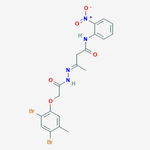 (3E)-3-{2-[(2,4-dibromo-5-methylphenoxy)acetyl]hydrazinylidene}-N-(2-nitrophenyl)butanamide