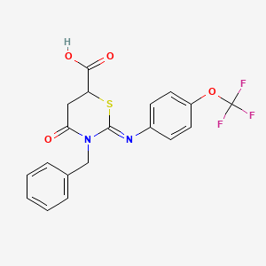 (2Z)-3-benzyl-4-oxo-2-{[4-(trifluoromethoxy)phenyl]imino}-1,3-thiazinane-6-carboxylic acid