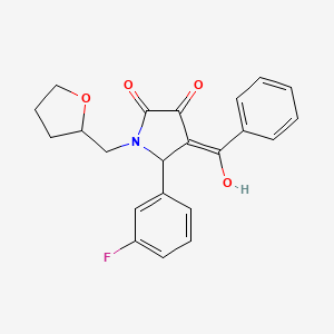 molecular formula C22H20FNO4 B11101150 (4E)-5-(3-fluorophenyl)-4-[hydroxy(phenyl)methylidene]-1-(tetrahydrofuran-2-ylmethyl)pyrrolidine-2,3-dione 