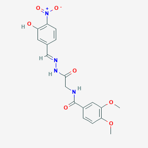 molecular formula C18H18N4O7 B11101159 N-(2-{2-[(E)-1-(3-Hydroxy-4-nitrophenyl)methylidene]hydrazino}-2-oxoethyl)-3,4-dimethoxybenzamide 