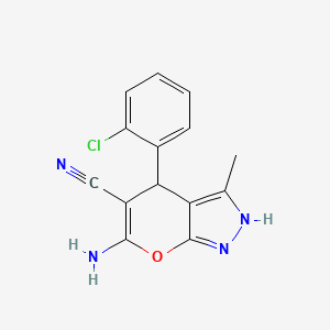 6-Amino-4-(2-chlorophenyl)-3-methyl-2,4-dihydropyrano[2,3-c]pyrazole-5-carbonitrile