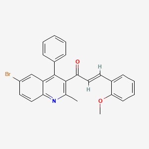 (2E)-1-(6-bromo-2-methyl-4-phenylquinolin-3-yl)-3-(2-methoxyphenyl)prop-2-en-1-one