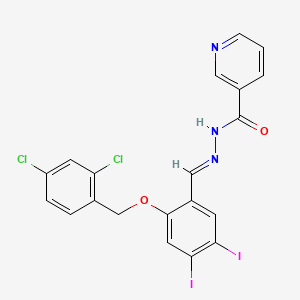 N'-[(E)-{2-[(2,4-dichlorobenzyl)oxy]-4,5-diiodophenyl}methylidene]pyridine-3-carbohydrazide