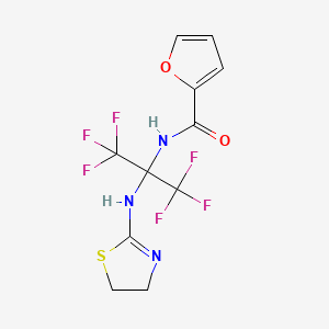 molecular formula C11H9F6N3O2S B11101274 N-[2-(4,5-dihydro-1,3-thiazol-2-ylamino)-1,1,1,3,3,3-hexafluoropropan-2-yl]furan-2-carboxamide 