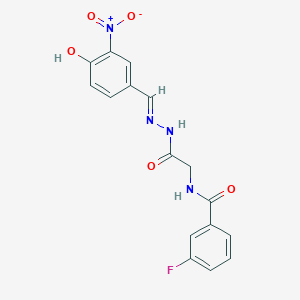 3-fluoro-N-{2-[(2E)-2-(4-hydroxy-3-nitrobenzylidene)hydrazino]-2-oxoethyl}benzamide