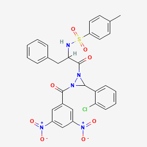 molecular formula C30H24ClN5O8S B11101314 N-(1-{3-(2-chlorophenyl)-2-[(3,5-dinitrophenyl)carbonyl]diaziridin-1-yl}-1-oxo-3-phenylpropan-2-yl)-4-methylbenzenesulfonamide 