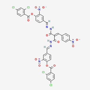 molecular formula C38H21Cl4N7O12 B11101349 4-[(E)-{2-[2-{[(2E)-2-(4-{[(2,4-dichlorophenyl)carbonyl]oxy}-3-nitrobenzylidene)hydrazinyl]carbonyl}-3-(4-nitrophenyl)acryloyl]hydrazinylidene}methyl]-2-nitrophenyl 2,4-dichlorobenzoate 