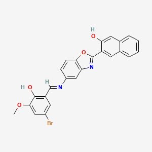 molecular formula C25H17BrN2O4 B11101377 3-(5-{[(E)-(5-bromo-2-hydroxy-3-methoxyphenyl)methylidene]amino}-1,3-benzoxazol-2-yl)naphthalen-2-ol 