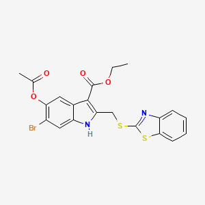 molecular formula C21H17BrN2O4S2 B11101406 ethyl 5-(acetyloxy)-2-[(1,3-benzothiazol-2-ylsulfanyl)methyl]-6-bromo-1H-indole-3-carboxylate 