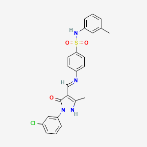 4-({(E)-[1-(3-chlorophenyl)-3-methyl-5-oxo-1,5-dihydro-4H-pyrazol-4-ylidene]methyl}amino)-N-(3-methylphenyl)benzenesulfonamide