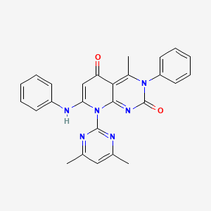 molecular formula C26H22N6O2 B11101417 8-(4,6-dimethylpyrimidin-2-yl)-4-methyl-3-phenyl-7-(phenylamino)pyrido[2,3-d]pyrimidine-2,5(3H,8H)-dione 