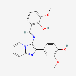 4-(3-{[(E)-(2-hydroxy-3-methoxyphenyl)methylidene]amino}imidazo[1,2-a]pyridin-2-yl)-2-methoxyphenol