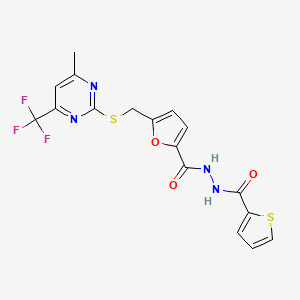 5-({[4-methyl-6-(trifluoromethyl)pyrimidin-2-yl]sulfanyl}methyl)-N'-(thiophen-2-ylcarbonyl)furan-2-carbohydrazide