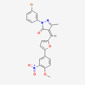 molecular formula C22H16BrN3O5 B11101461 (4Z)-2-(3-bromophenyl)-4-{[5-(4-methoxy-3-nitrophenyl)furan-2-yl]methylidene}-5-methyl-2,4-dihydro-3H-pyrazol-3-one 