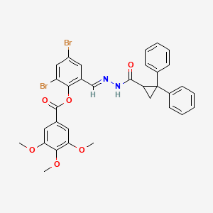 2,4-dibromo-6-[(E)-{2-[(2,2-diphenylcyclopropyl)carbonyl]hydrazinylidene}methyl]phenyl 3,4,5-trimethoxybenzoate