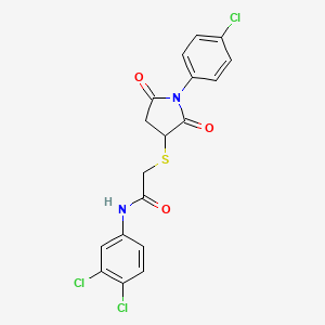 2-{[1-(4-chlorophenyl)-2,5-dioxopyrrolidin-3-yl]sulfanyl}-N-(3,4-dichlorophenyl)acetamide