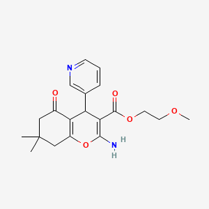 2-methoxyethyl 2-amino-7,7-dimethyl-5-oxo-4-pyridin-3-yl-6,8-dihydro-4H-chromene-3-carboxylate