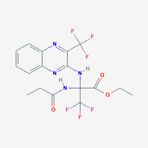 ethyl 3,3,3-trifluoro-2-(propanoylamino)-N-[3-(trifluoromethyl)quinoxalin-2-yl]alaninate