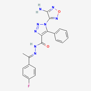 molecular formula C19H15FN8O2 B11101543 1-(4-amino-1,2,5-oxadiazol-3-yl)-N'-[(1E)-1-(4-fluorophenyl)ethylidene]-5-phenyl-1H-1,2,3-triazole-4-carbohydrazide 