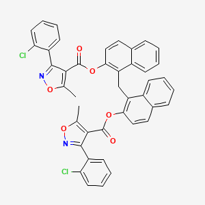 molecular formula C43H28Cl2N2O6 B11101582 Methanediyldinaphthalene-1,2-diyl bis[3-(2-chlorophenyl)-5-methyl-1,2-oxazole-4-carboxylate] 