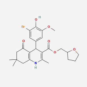 Oxolan-2-ylmethyl 4-(3-bromo-4-hydroxy-5-methoxyphenyl)-2,7,7-trimethyl-5-oxo-1,4,6,8-tetrahydroquinoline-3-carboxylate