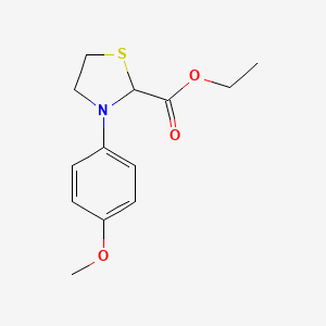 molecular formula C13H17NO3S B11101683 Ethyl 3-(4-methoxyphenyl)-1,3-thiazolidine-2-carboxylate 