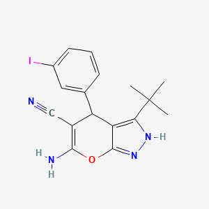 6-Amino-3-tert-butyl-4-(3-iodophenyl)-1,4-dihydropyrano[2,3-c]pyrazole-5-carbonitrile