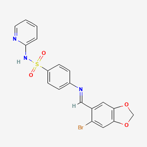 4-{[(E)-(6-bromo-1,3-benzodioxol-5-yl)methylidene]amino}-N-(pyridin-2-yl)benzenesulfonamide