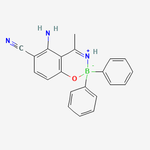 molecular formula C21H18BN3O B11101742 {2-amino-4-(hydroxy-kappaO)-3-[1-(imino-kappaN)ethyl]benzonitrilato}(diphenyl)boron 