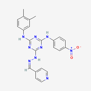 N-(3,4-dimethylphenyl)-N'-(4-nitrophenyl)-6-[(2Z)-2-(pyridin-4-ylmethylidene)hydrazinyl]-1,3,5-triazine-2,4-diamine