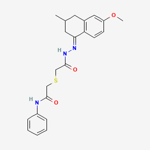 2-({2-[(2E)-2-(6-methoxy-3-methyl-3,4-dihydronaphthalen-1(2H)-ylidene)hydrazinyl]-2-oxoethyl}sulfanyl)-N-phenylacetamide