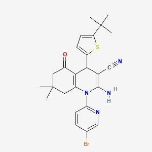 2-Amino-1-(5-bromopyridin-2-yl)-4-(5-tert-butylthiophen-2-yl)-7,7-dimethyl-5-oxo-1,4,5,6,7,8-hexahydroquinoline-3-carbonitrile