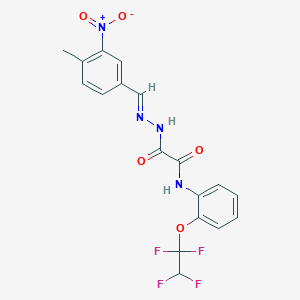 molecular formula C18H14F4N4O5 B11101853 2-[(2E)-2-(4-methyl-3-nitrobenzylidene)hydrazinyl]-2-oxo-N-[2-(1,1,2,2-tetrafluoroethoxy)phenyl]acetamide 