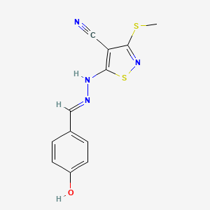 5-[(2E)-2-(4-hydroxybenzylidene)hydrazinyl]-3-(methylsulfanyl)-1,2-thiazole-4-carbonitrile