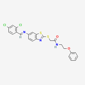 2-[(6-{[(E)-(2,4-dichlorophenyl)methylidene]amino}-1,3-benzothiazol-2-yl)sulfanyl]-N-(2-phenoxyethyl)acetamide