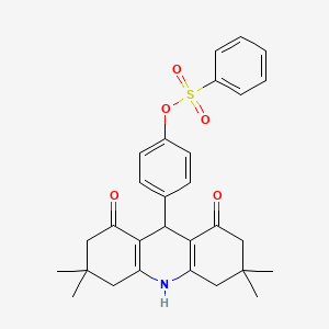 molecular formula C29H31NO5S B11102061 4-(3,3,6,6-Tetramethyl-1,8-dioxo-1,2,3,4,5,6,7,8,9,10-decahydroacridin-9-yl)phenyl benzenesulfonate 