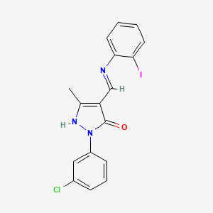 2-(3-chlorophenyl)-4-{[(2-iodophenyl)amino]methylidene}-5-methyl-2,4-dihydro-3H-pyrazol-3-one