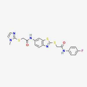 N-[2-({2-[(4-fluorophenyl)amino]-2-oxoethyl}sulfanyl)-1,3-benzothiazol-6-yl]-2-[(1-methyl-1H-imidazol-2-yl)sulfanyl]acetamide