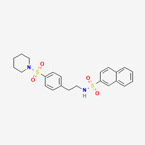 molecular formula C23H26N2O4S2 B11102084 N-{2-[4-(piperidin-1-ylsulfonyl)phenyl]ethyl}naphthalene-2-sulfonamide 