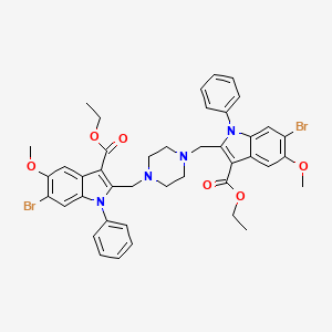 diethyl 2,2'-(piperazine-1,4-diyldimethanediyl)bis(6-bromo-5-methoxy-1-phenyl-1H-indole-3-carboxylate)