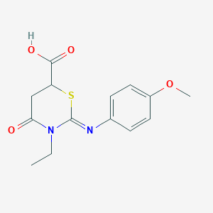 (2Z)-3-ethyl-2-[(4-methoxyphenyl)imino]-4-oxo-1,3-thiazinane-6-carboxylic acid