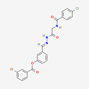 3-[((E)-2-{2-[(4-Chlorobenzoyl)amino]acetyl}hydrazono)methyl]phenyl 3-bromobenzoate