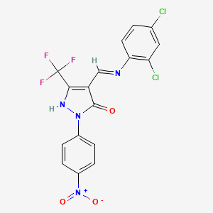 (4Z)-4-{[(2,4-dichlorophenyl)amino]methylidene}-2-(4-nitrophenyl)-5-(trifluoromethyl)-2,4-dihydro-3H-pyrazol-3-one