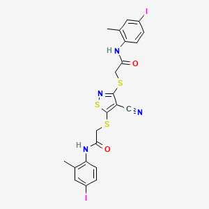 2,2'-[(4-cyano-1,2-thiazole-3,5-diyl)disulfanediyl]bis[N-(4-iodo-2-methylphenyl)acetamide]