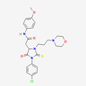 molecular formula C25H29ClN4O4S B11102313 2-{1-(4-chlorophenyl)-3-[3-(morpholin-4-yl)propyl]-5-oxo-2-thioxoimidazolidin-4-yl}-N-(4-methoxyphenyl)acetamide 