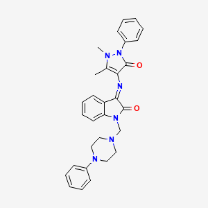 3-[(1,5-Dimethyl-3-oxo-2-phenyl-2,3-dihydro-1H-pyrazol-4-YL)imino]-1-[(4-phenylpiperazino)methyl]-1H-indol-2-one