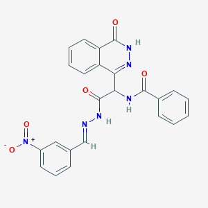 molecular formula C24H18N6O5 B11102345 N-{1-(4-hydroxyphthalazin-1-yl)-2-[(2E)-2-(3-nitrobenzylidene)hydrazinyl]-2-oxoethyl}benzamide 