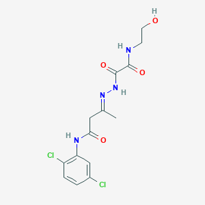 molecular formula C14H16Cl2N4O4 B11102395 (3E)-N-(2,5-dichlorophenyl)-3-(2-{[(2-hydroxyethyl)amino](oxo)acetyl}hydrazinylidene)butanamide 