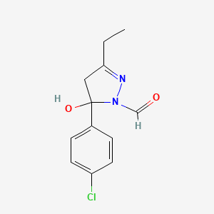 5-(4-chlorophenyl)-3-ethyl-5-hydroxy-4,5-dihydro-1H-pyrazole-1-carbaldehyde