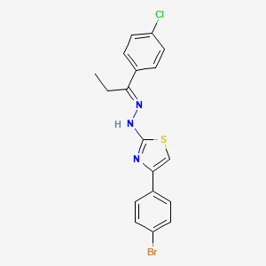 4-(4-bromophenyl)-2-{(2E)-2-[1-(4-chlorophenyl)propylidene]hydrazinyl}-1,3-thiazole